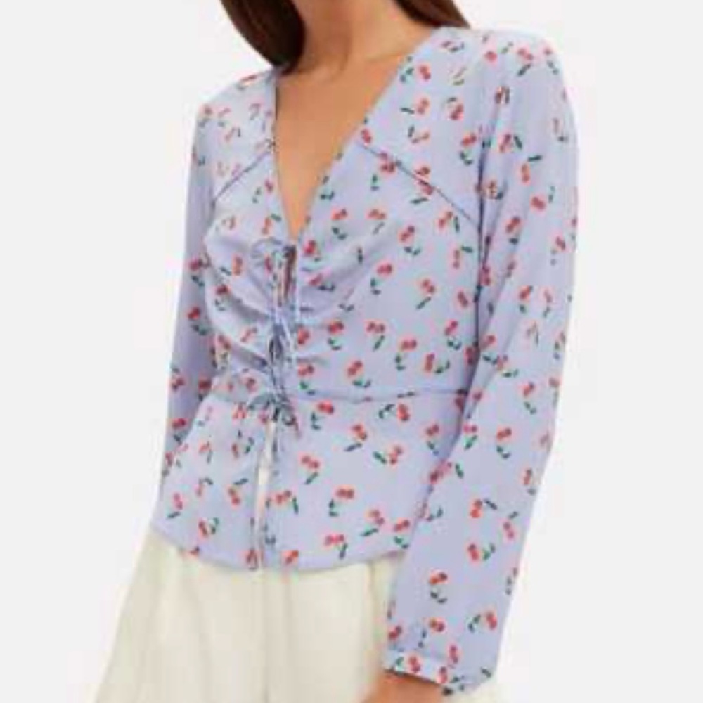 INTERMIX Cherry Print Top Size 4